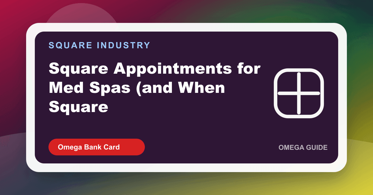 Med spa reception using Square Appointments and Terminal with treatment rooms in the background