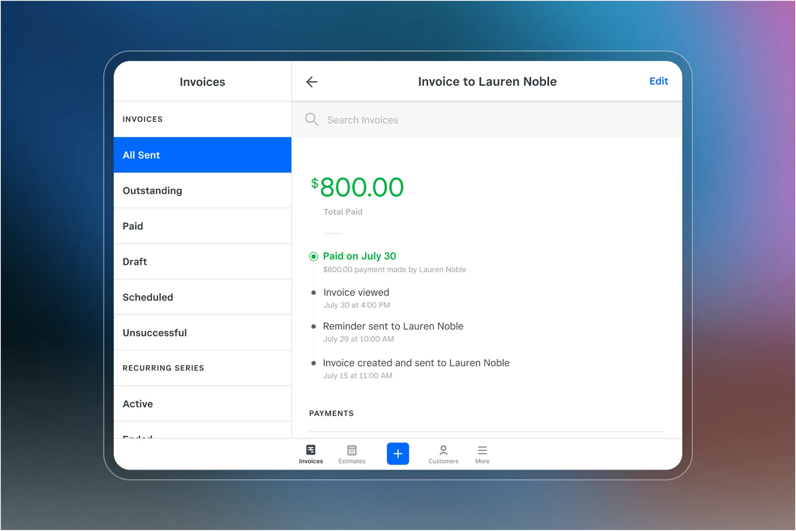 Square Invoices payment timeline