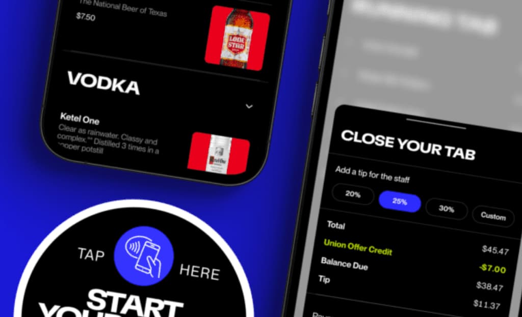 Server with handheld and guest rewards on Union