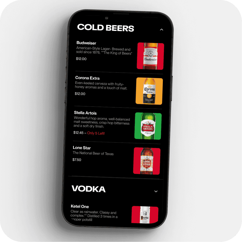 Step 2: guest browses and orders on phone