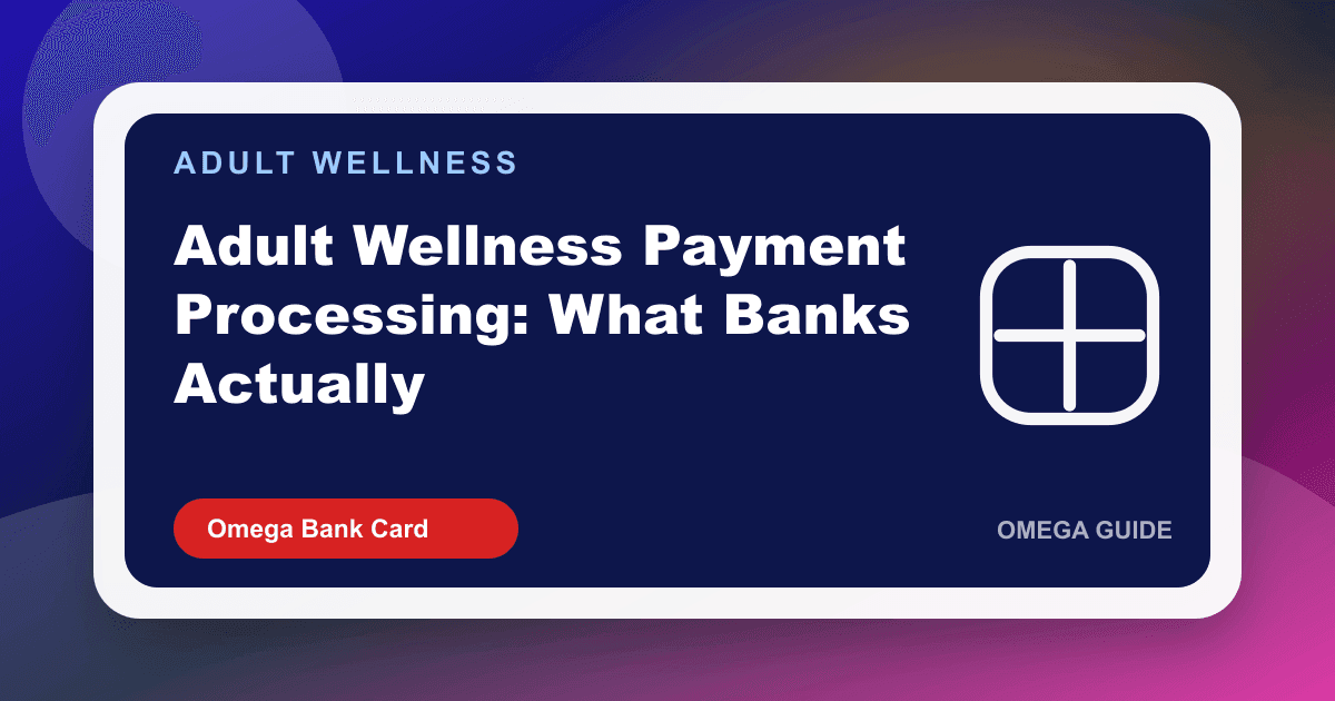 Age-gated adult wellness retailer checkout with intimacy products and a card terminal, not an adult-entertainment studio