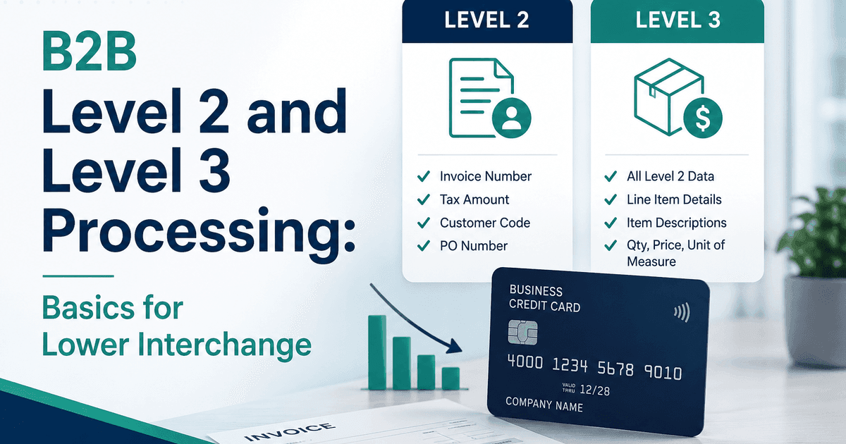 B2B supplier invoice level 2 level 3 credit card processing data interchange savings