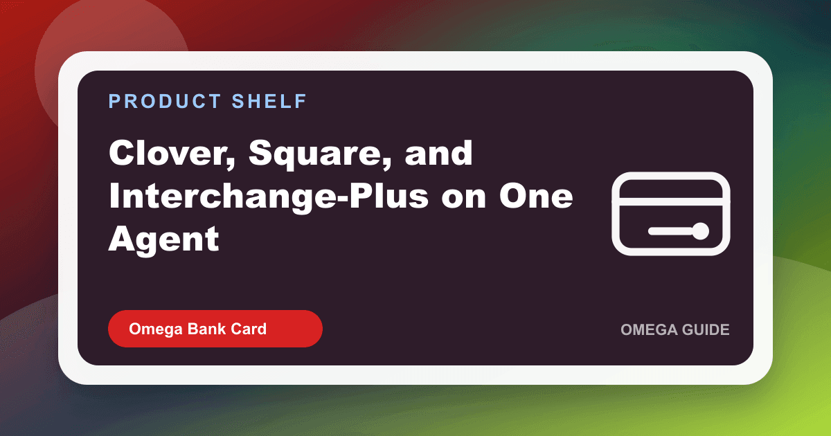 Agent comparing Clover, Square, and interchange-plus pricing options for one merchant on a laptop