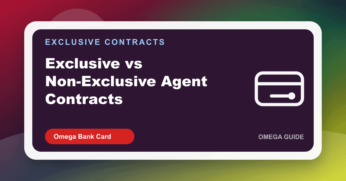 Agent comparing exclusive and non-exclusive merchant services contract language before signing
