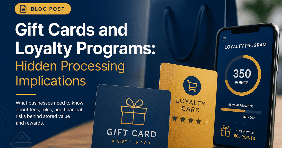 Retail gift card and loyalty program checkout payment processing implications merchant