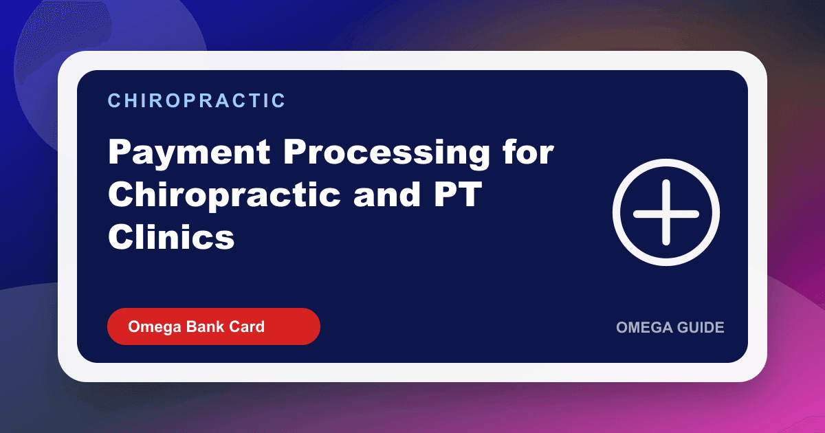 Chiropractic clinic front desk collecting a copay and package payment on a professional terminal