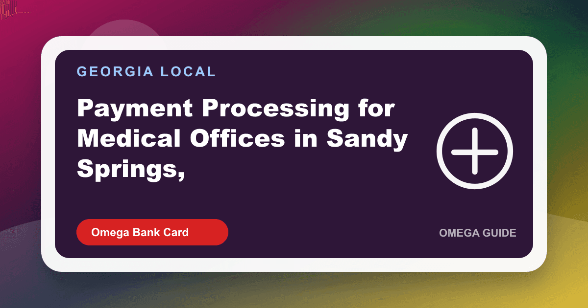 Sandy Springs medical office front desk taking a copay on a professional card terminal near Perimeter Center