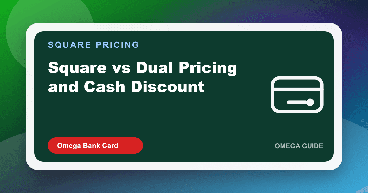 Retail counter with dual cash-and-card price signage next to a Square Terminal that may not map 1:1