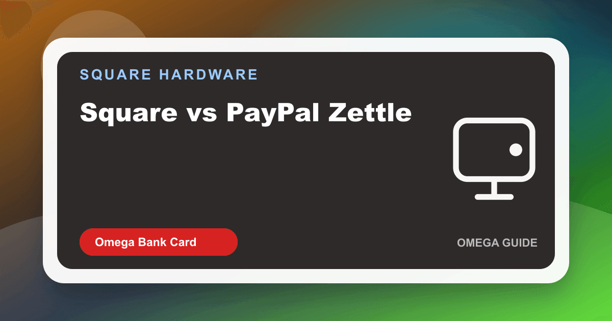 Market stall comparing a Square Reader to a PayPal Zettle reader for in-person tap and chip