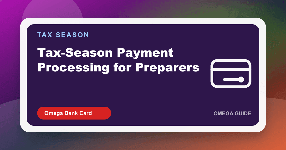 Tax preparer taking a card payment for filing fees during March rush with a terminal and appointment calendar