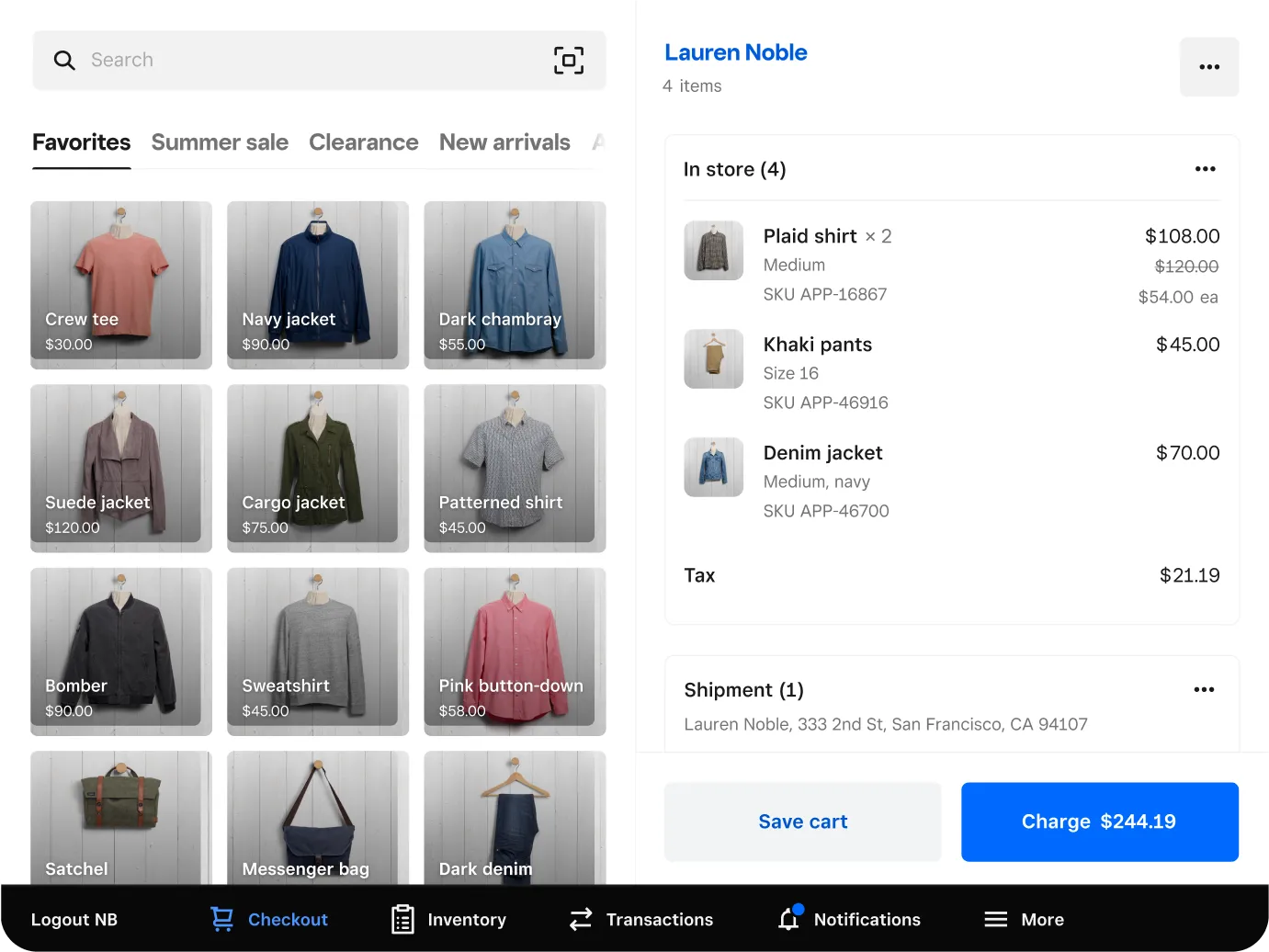 Square retail mode on a device