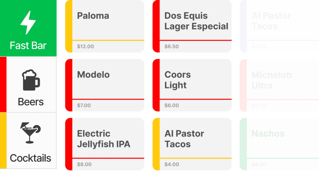 Union POS interface showing fast ordering and tab management on a tablet